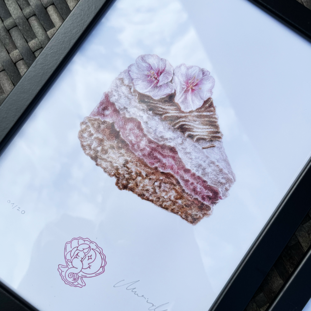 Cseresznyevirágos tortaszelet - A4 art print