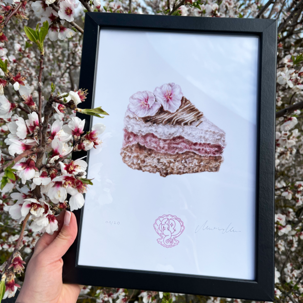 Cseresznyevirágos tortaszelet - A4 art print