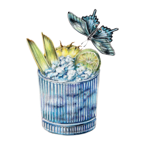 blue lagoon cocktail art print poster