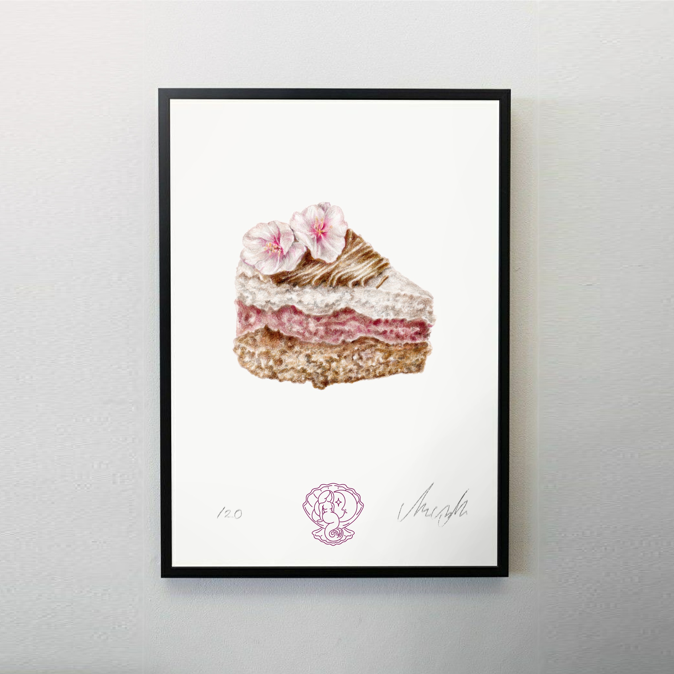 Cseresznyevirágos tortaszelet - A4 art print