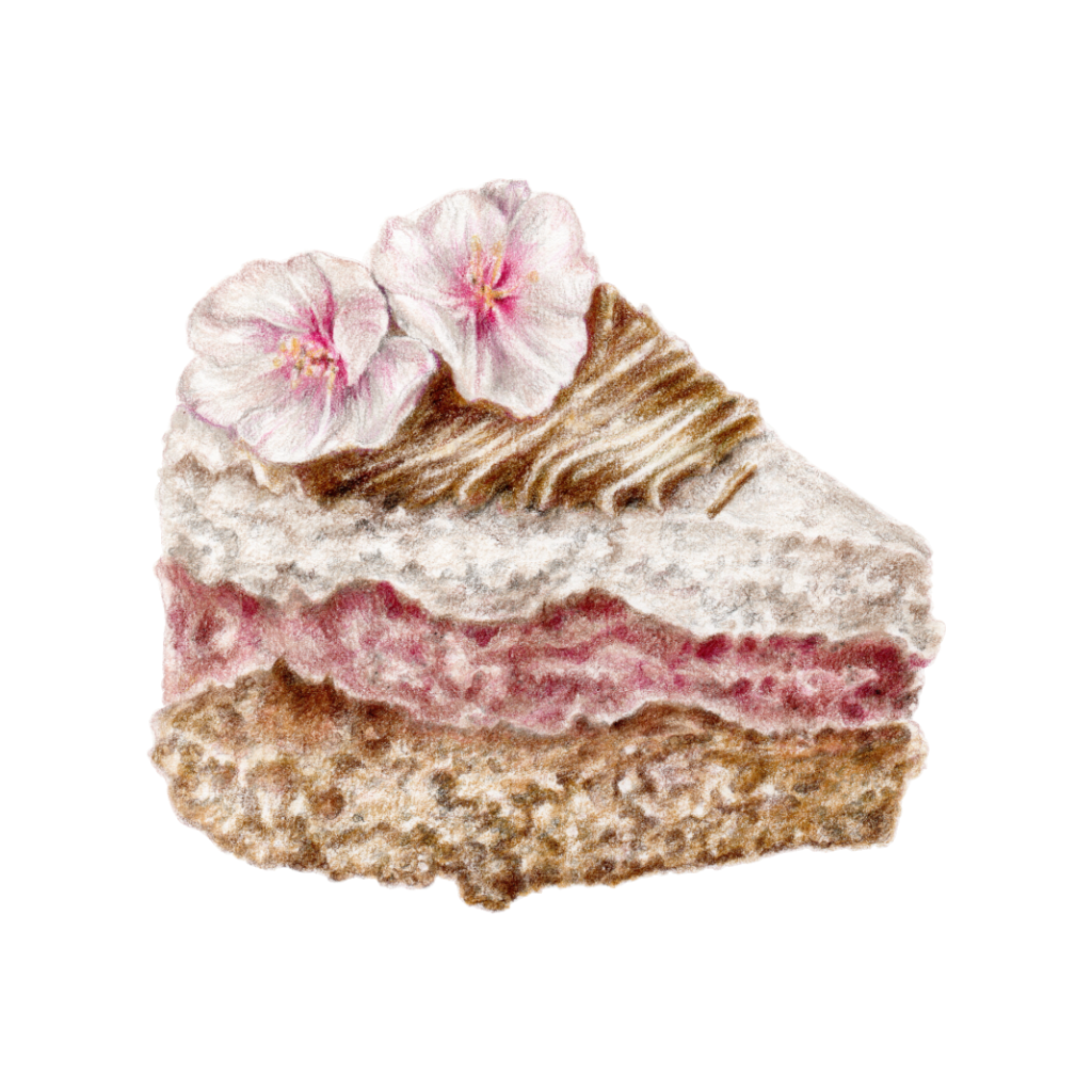 Cseresznyevirágos tortaszelet - A4 art print