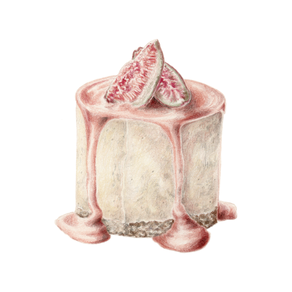 fügés sajttorta desszert illusztráció