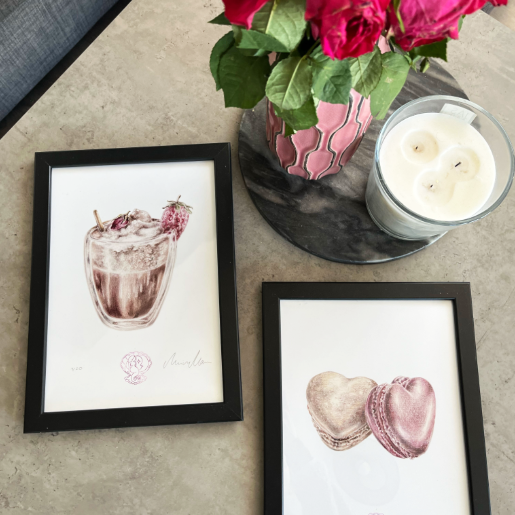francia desszert rajzok modern kep art print