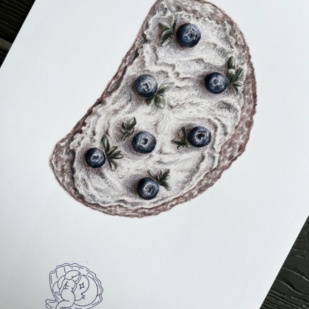 Áfonyás toast kenyér szelet gasztro illusztráció egyedi rajz