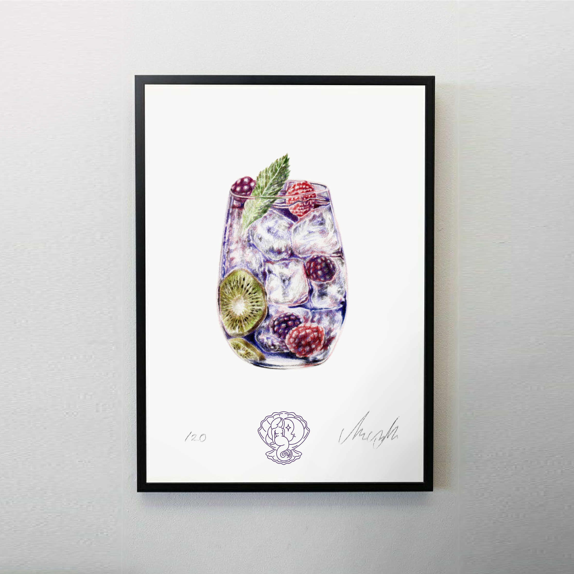 art print poster gin tonic cocktail