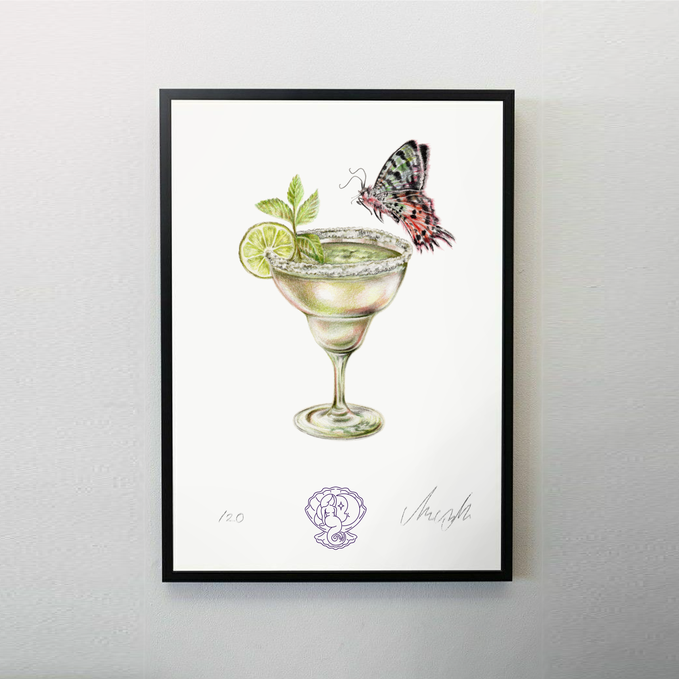 margarita cocktail with butterfly poster art 