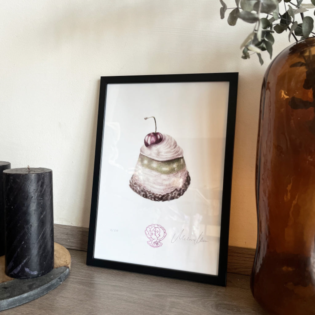 Pisztáciás torta rajz illusztráció művészi limitált szériás art print