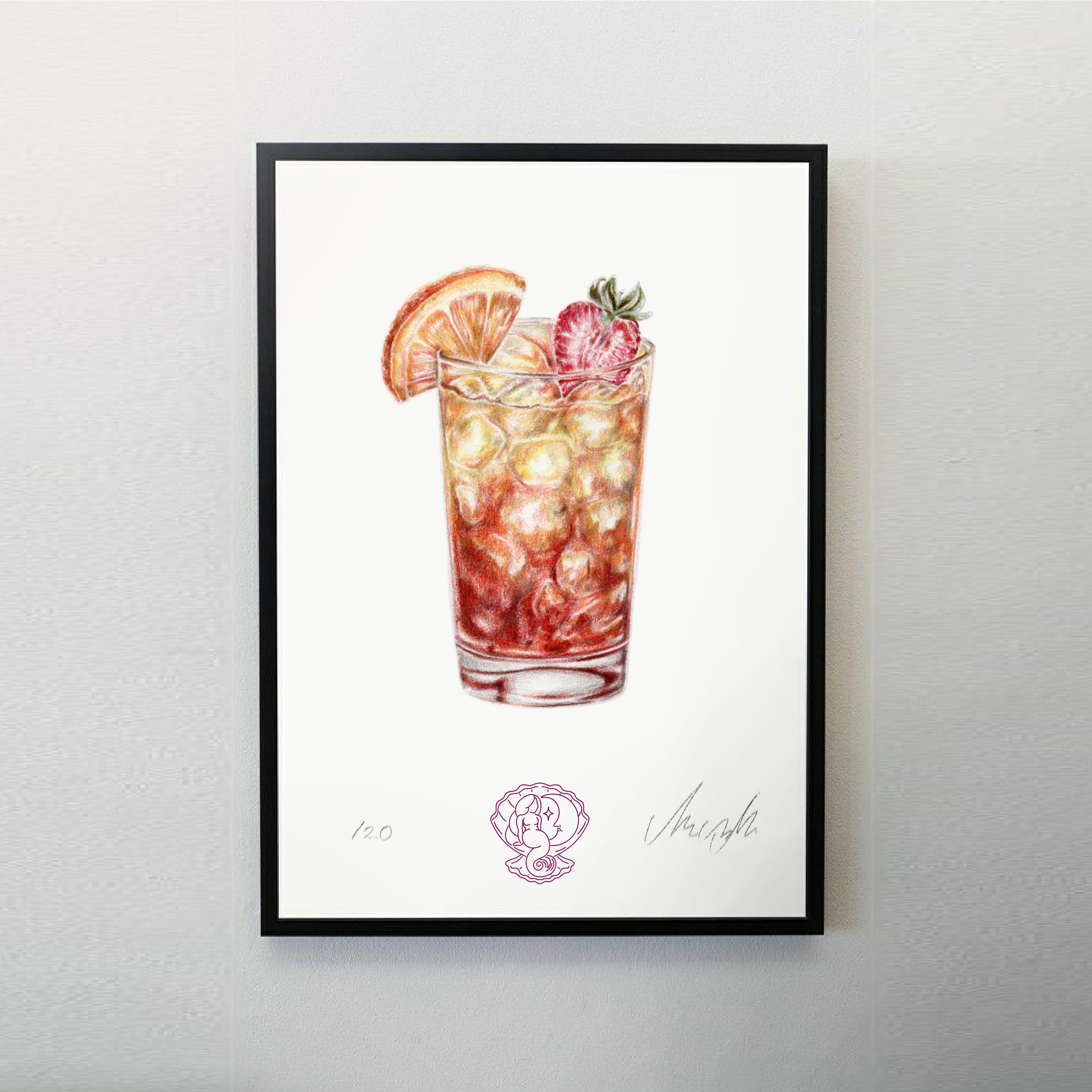 tequila sunrise art print poster drawing
